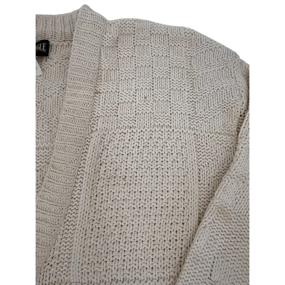 Vintage Y2K American Eagle Knit V-Neck Button Down Grunge 90s Grandpa Cardigan L - Picture 4 of 14